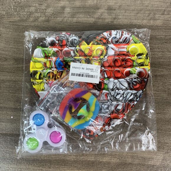 Heart Pop Bubble Fidget Sensory Toy Bubble Popping, Silicone Fidget Snapper Grab - Picture 2 of 6